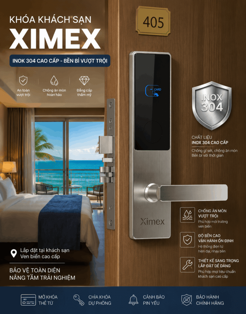 Khóa Thẻ Từ Khách Sạn Phân Thể Ximex Model 1110